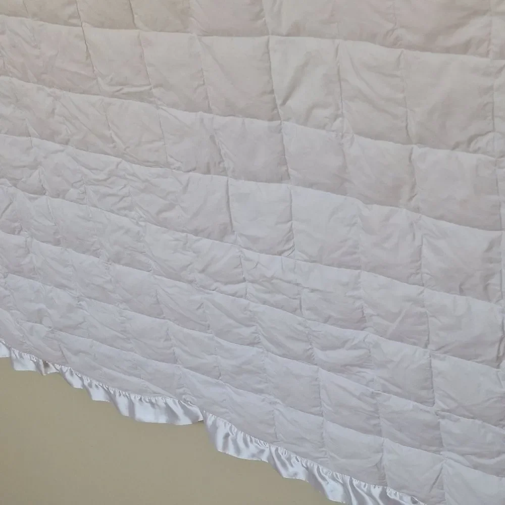 Charter Club White Cotton Lightweight Box 75% Down Fill Satin Trim Queen Blanket